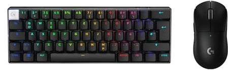 Logitech G PRO X 60 Lightspeed kabellose Gaming-Tastatur, Ultra-kompakte mechanische 60%-TKL-Tastatur für PC (QWERTZ DE) + PRO X Superlight 2 Lightspeed Kabellose Gaming-Maus - Schwarz