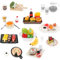 Amabro Miniatur Essen und Trinken, 50 teiliges Harz Lebensmittel Spielzeug Set 1:12 Puppenhaus Puppenzubehör Spielgeschirr Mini Küche kleine puppenhaus zubehör für Mädchen Jungen Essen Party