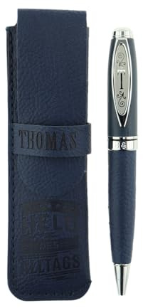 History & Heraldry Bamboo Persönlicher und individueller Kuli Kugelschreiber Stift mit Namen und Spruch Personalisiertes Etui Monogramm-Design persönliches Geschenk (Kuli Thomas)