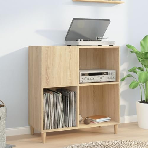 LAPOOH Estantería para Discos de Vinilo Roble Sonoma 84,5x38x89 cm, Mueble para Vinilos, Mueble para Tocadiscos