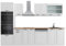 Vicco Küchenzeile R-Line, Weiß Landhaus/Weiß, 300 cm mit Hochschrank, AP Eiche