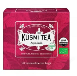 Kusmi Tea® | Aqua Rosa BIO-Aufguss aus roten Früchten und Hibiskus | Kräutertee aus roten Früchten ohne Koffein - 20 Filter (40 g)
