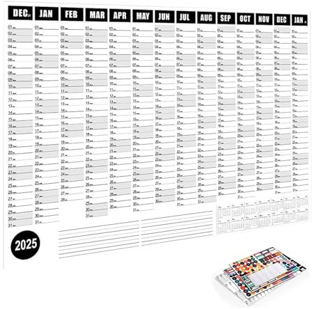 GjnjfdF 2025 Wandkalender, digitaler Wandkalender mit Touchscreen - Flexibler, hervorragender Jahreskalender für einfache Planung - Dicker Ganzjahres-Wandkalender, Jahresplaner zum Ordnen von Zielen