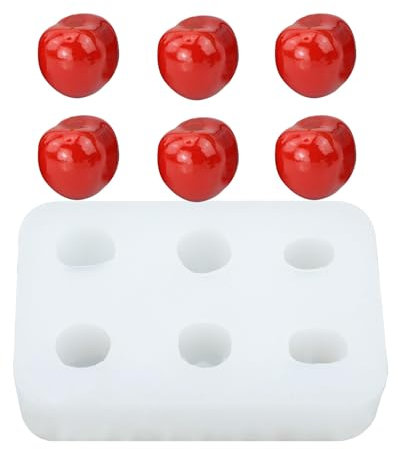Liobelon Molde de silicona de cereza de 6 cavidades, molde de silicona de frutas artificiales en forma de baya, molde de chocolate con forma de baya, moldes de fondant de cerezas de simulación 3D