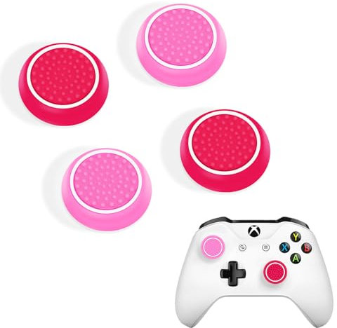 DLseego Thumb Stick Grip Caps für PS4 PS5 Xbox Controller,Silikon 4PCS Thumbstick Grips Dots Studded Design Joystick Controller Thumb Grip Cap Covers,Pink