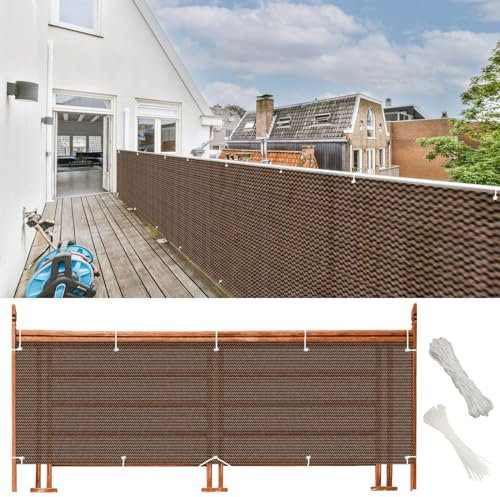 Sichtschutzzaun Sichtschutz Abdeckung 95 x 200 cm Wetterfest Gartenschutz für Außen Balkon Braun Farbe Wind- und UV-beständig
