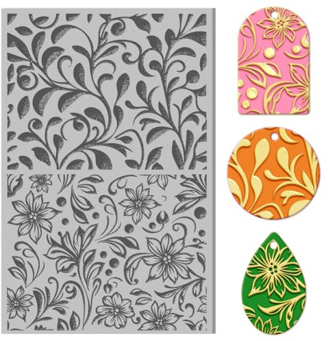 CHGCRAFT Abstrakte Blumenblätter Polymer Ton Texturblätter Pflanzen Gummi Ton Texturblätter Ton Textur-Matratze Werkzeug für DIY Schmuck Herstellung Handwerk und Druckmuster