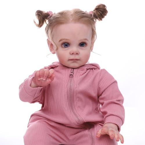 truly soft Reborn Doll 22 Pollici 55 Cm Morbido Silicone Vinile, Bambola Realistica Per Bambine, Vestita Con Tutina Rosa, Con Accessori Bambole Reborn Neonato, Fatto A Mano Reborn Femmina