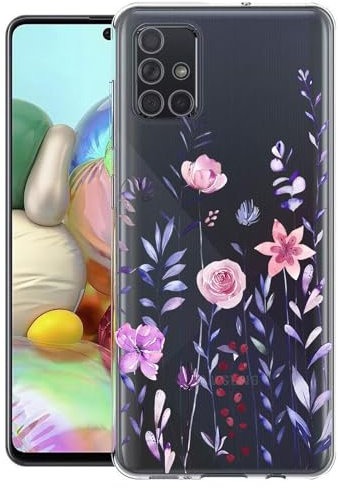Pazpnoy Handyhülle für Samsung Galaxy A51 4G,Transparent Blume Muster Mädchen Hülle,Dünn Weich Silikon SchutzHülle,Stoßfeste Kratzfest TPU Case Cover-3