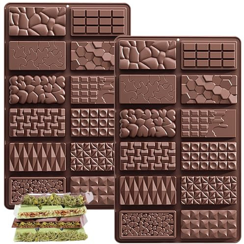 YXHZVON Schokoladenform Silikon Klein, 2 Stück Silikon Schokoladenform Tafel Tief, Schokoladentafel Form 6 Hohlräume für Schokolade Praline Süßigkeiten