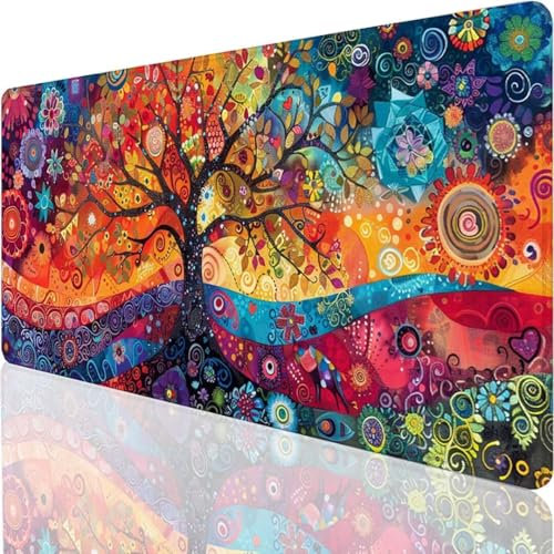 Alfombrilla de Ratón, XXL900x400x3mm Grande Mouse Pad, Base de Goma Antideslizante, Color Abstracto Superficie Tela Fina, Adecuada para Jugadores, PC y portátil, Alfombrilla Gaming T-U