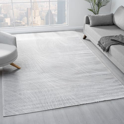 VIMODA Teppich Wohnzimmer Teppich Schlafzimmer, Flur, küche Kurzflor Boho Design Unifarbe Hoch-Tief-Effekt Modern 3D Weich, Farbe:L.Grey, Maße:160x230 cm
