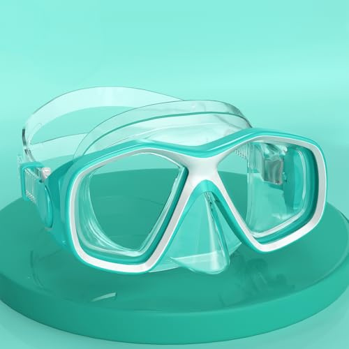 COOLOO Taucherbrille Mit 3D Nasenmaske, Schnorchelmaske für Kinder 4-16 Jahre - Anti-Beschlag UV-Schutz Wasserdicht 180° Panorama HD für Jungen und Mädchen
