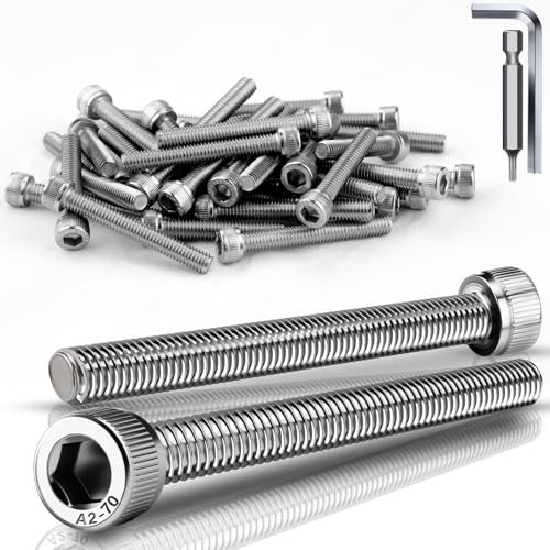 TXXATX 6 Stück Schrauben M8x65 mm Zylinderkopfschrauben DIN 912 Edelstahl A2 V2A Sechskantschrauben Zylinderschrauben mit Innensechskant Vollgewinde Inbusschrauben für Mechanische Möbelreparatur
