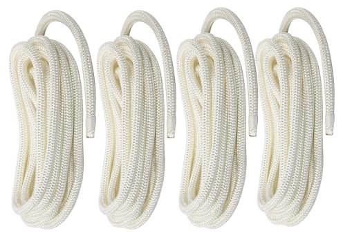 FreeTec 4 corde per barca, barca, in nylon, per ormeggio, con occhio, diametro 12 mm, lunghezza 4,5 m, colore bianco