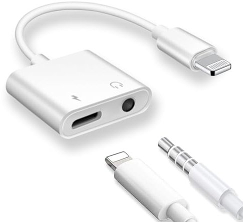 keyxer 2 en 1 Lightning vers Jack 3.5 mm, Adaptateur Casque pour iPhone, Adaptateur Ecouteur Jack 3.5 mm, Audio AUX Jack de Charge Connecteur Compatible avec iPhone 14/13/12/11/X/8/7