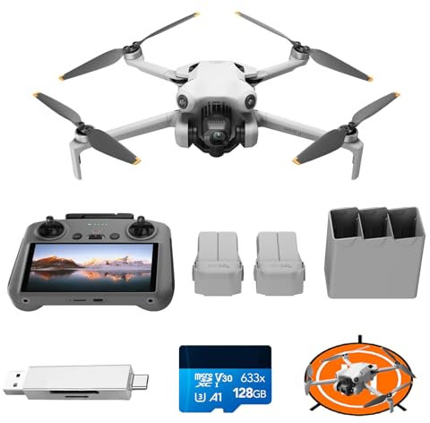 DJI Mini 4 Pro Fly More Combo Bundle Zubehör, mit DJI RC 2 Fernsteuerung (Bildschirmfernsteuerung), faltbare Mini-Drohne mit 4K-Kamera, unter 249g, 34 Minuten Flugzeit, 2 zusätzliche Akkus, Klasse-C0