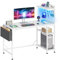 YITAHOME Computer Desk with Shelves, Corner Gaming Desk with LED Lighting Pegboard, 113CM Reversible Gamer Writing Table with Side Pocket Bag, 2 Hooks Accessories for Home Office Small Space