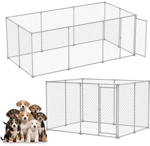 XMTECH Outdoor Hundezwinger 400x200x150 cm – Großer rechteckiger Hundekäfig aus verzinktem Stahl mit abschließbarer Tür, wetterfest & UV-beständig, Hundezaun für den Außenbereich