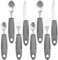 8Pcs Adaptive Utensil Set,Stainless Steel Cutlery,Grey Easy Grip Handles for Arthritic Hands,Dining Aids with Knife Fork Spoon for Elderly Disabled Arthritis Parkinson Disease Tremors