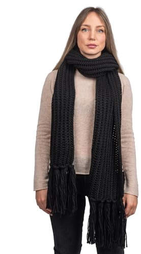 Dalle Piane Cashmere Damen Schal Alpaka-Mix | Halstuch für Büro, Abend und Reisen, 220x25 cm, vier Jahreszeiten, Geschenk für Sie, Made in Italy