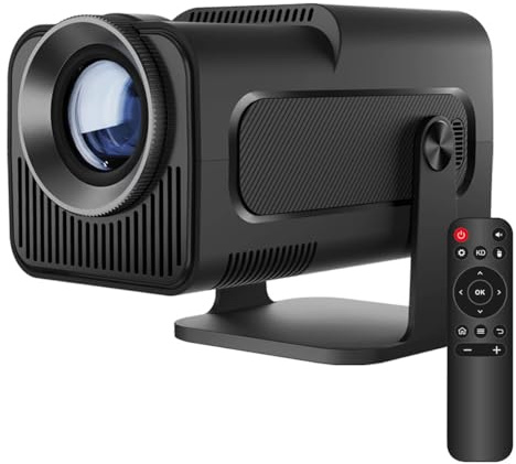 HY320 Smart Projector – Modèle Android, WiFi intégré avec Haut-Parleur Mini Vidéoprojecteur Portable 4K avec Bluetooth et WiFi, Projecteur Home Cinéma Compatible HDMI et USB