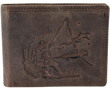 Akzent Geldbörse für Herren aus Leder in Braun, Geldbeutel mit Druckknopf in 9,5 x 12 x 2 cm