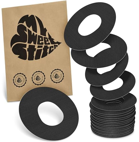 MySweetStitch 25 Ringpatches für Katheter mittel rund Black | Stabilisiert ablösende Ränder, Mitte bleibt frei, wasserfest und flexibel, bis zu 7 Tage Halt