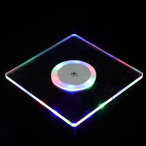 Lurrose LED Acrylic Luminous Coaster 100x4mm Square Color Changing LED Cup Holder Light up Coaster for Bar Home Car Drinkware