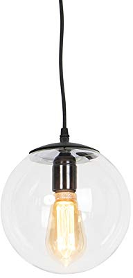 Qazqa - Moderne Hängelampe I Pendellampe I Pendelleuchte transparent 20 cm - Pallon I Wohnzimmer I Schlafzimmer - Glas Kugel I Kugelförmig I Länglich - LED geeignet E27