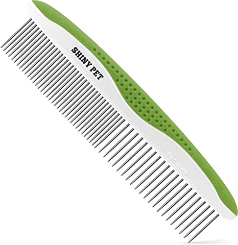 Dog & Cat Comb – Removes Tangles, Knots, and Matted Fur – Grooming Tool with Stainless Steel Teeth and Non-Slip Handle – Best Pet Hair Comb for Home Grooming Kit – Includes eBook Guide