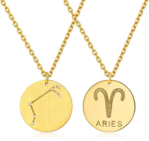 ChicSilver Sternzeichen Kette Widder- 18K Damen Halskette 925 Silber Sternzeichen Tierkreiszeichen Anhänger für Damen Herren