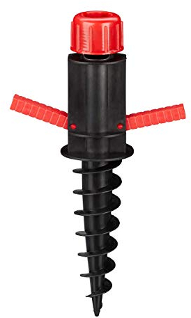 Relaxdays Puntale, Picchetto con Manici di Avvitamento, Giardino per Ombrellone, Bastone 19-32 mm, Spiaggia, Nero/Rosso