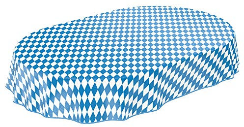 ANRO Wachstuch Tischdecke Wachstuchtischdecke Wachstischdecke Bayern Bayerische Raute Oktoberfest Oval 180x140cm eingefasst