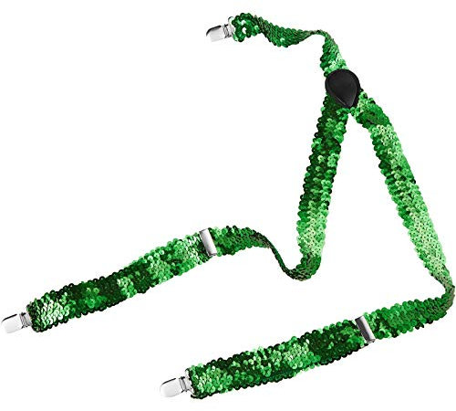 dressforfun 901023 Pailletten Glitzer Hosenträger in Y Form, Unisex, Größe individuell einstellbar, für Hochzeit Fasching Party Kostüm - diverse Farben - (Grün | Nr. 303704)