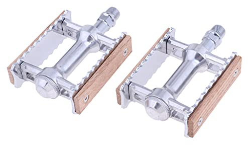 Colcolo Vintage Aluminium Holz Festpedal Stock Flat Platform Pedale, Silber
