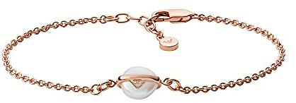 Emporio Armani Armband Für Frauen, Innenlänge: 16Cm+ 2Cm Verstellbare Kette Größe Perle: 9-10mm Rose Gold Sterling Silber Armband, EG3533221