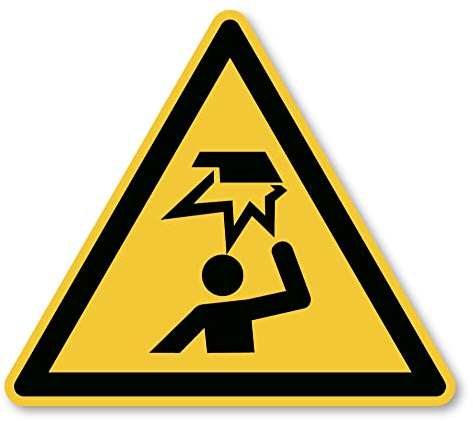 Warnung vor Hindernissen im Kopfbereich: W020 - DIN EN ISO 7010 / ASR A1.3 - Aufkleber: 20 cm, 1 Stück