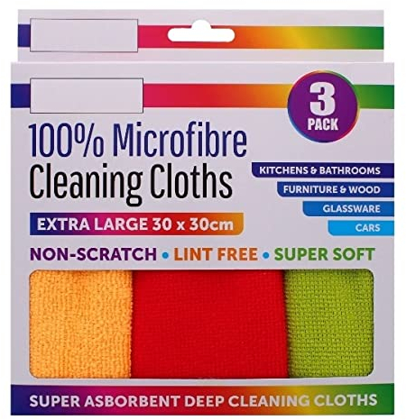 LORD C Microfiber dusters Cleaning Cloth No scratch, lint free super soft For Kitchen Polishing Washing cleaning Car Bathroom wood glass furniture mirror Washable And Reusable Pack Of 3 (30CM X 30CM)
