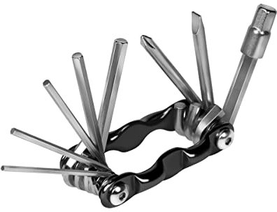 LogiLink WZ0071-9-in-1 Mini-Klappwerkzeug für Fahrräder mit Sechskantschlüssel (Inbusschlüssel) 2/2,5/3/4/5/6/8 mm, PH1 Kreuzschlitzschraubendreher, Schlitzschraubendreher (1,0x5 mm)