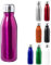 TIENDA EURASIA® Botella de Agua de Aluminio, 550 ml, con Tapón de Seguridad, Acabado Brillante, Bidon para Camping, Gimnasio, Oficina, Botella Ligera y Resistente, Color Fucsia