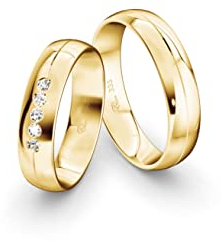 JC Trauringe Gold 333 Gold Paarpreis Poliert I Partnerringe Gelbgold mit Gravur in edler Schatulle I 2 Hochzeitsringe Herrenring ohne & Damenring mit Zirkoniasteine I ICT73