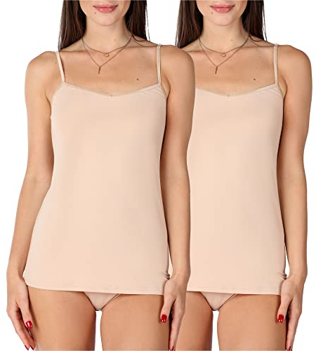 Bellivalini Damen Unterhemd aus Viskose BLV50-218 (2er-Pack: Nude, 4XL)