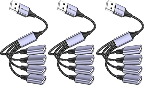 MOGOOD Cable de Extensión USB Macho a 4 Puertos Hembra - Adaptador Múltiple USB para PC