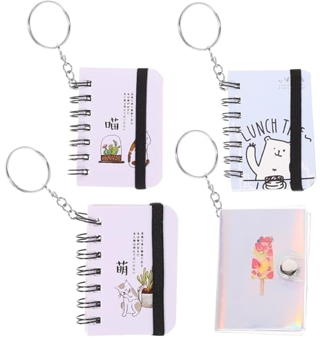 BESPORTBLE 4 Stück Katzentagebuch Für Mädchen Katzen-notizbuch-anhänger Hamster-notizbuch Echtes Kleines Notizbuch Notizblöcke Schlüsselringe Kind Taschen Schlüsselanhänger