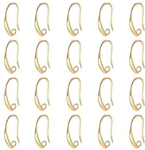 SUPERFINDINGS 40Pezzi Ganci per Orecchini in Ottone Placcato Oro 18K con Leva Posteriore Orecchini da 19x10x2mm Creare Risultati con Anello per La Creazione Gioielli Fai da Te Foro:2mmAgo:1mm