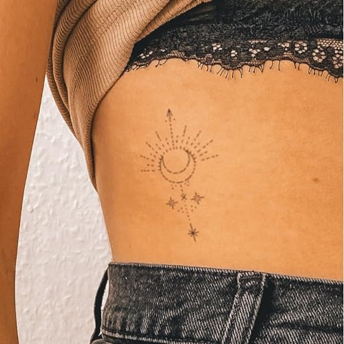 Inkster Tattoo - Mond und Sterne | vegane & wasserfeste Temporäre Tattoos für Erwachsene - EU-Kosmetikzertifizierte Farbe - revolutionäres 2 Wochen Tattoo | Premium Klebetattoos & Fake Tattoo