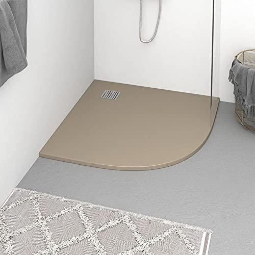 ZEYUAN Plato de Ducha, Cabina De Ducha, Borde Plato Ducha, Mampara Plato De Ducha, Antideslizante Ducha, SMC marrón 90x90 cm