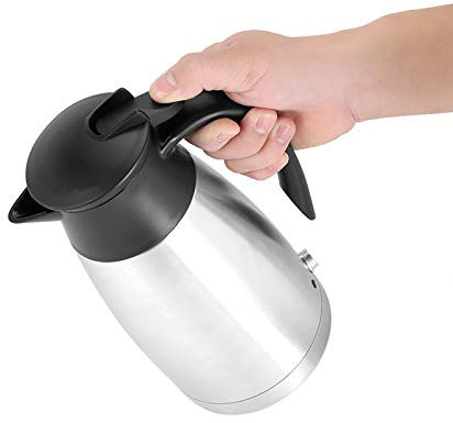 Auto Wasserkocher, 24V 1000ml Automatische Abschaltung Wasserheizung Kochtopf, Outdoor Schwarz Silber Edelstahl Wasserkocher