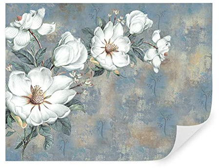 TAPEKO Papier Peint Panoramique Fleurs Premium 360x250 cm style 3D Fleurs Blanches sur le mur Papier Peint intissé pour Chambre Salon Décoration Murale u38839